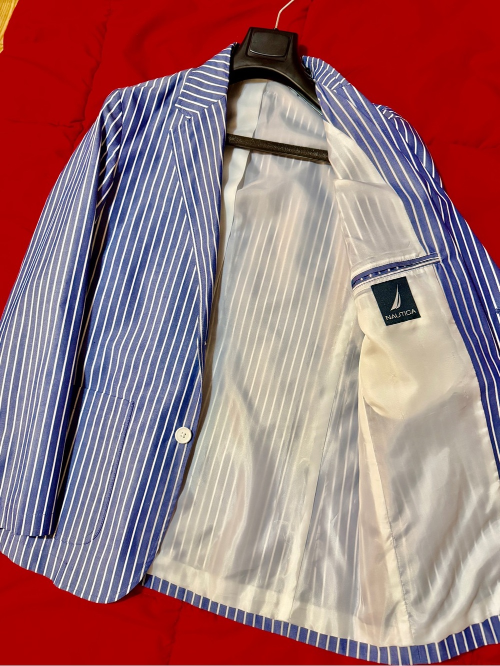 Nautica Light Blue & White Striped Linen-Blend Blazer - Picture 5 of 5